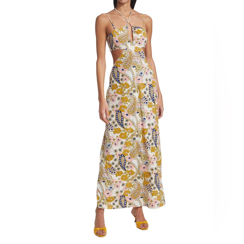 WAYF White Paisley Halter maxi Dress